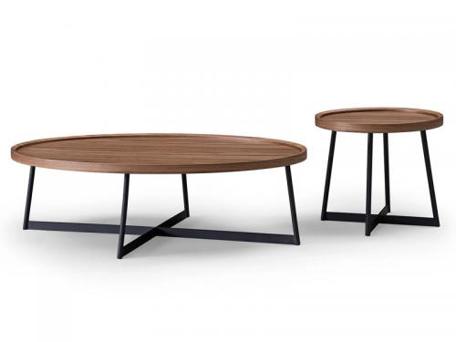 Coffee Table with Walnut top and Black Metal base - CT61