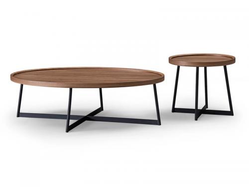 End Table with Walnut top and Black Metal base - CT62