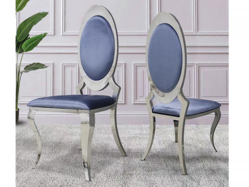 Modern Dining Chair in Grey Velvet with Silver Leg DC019