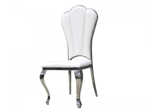 Modern Dining Chair in White PU with Silver Leg DC021