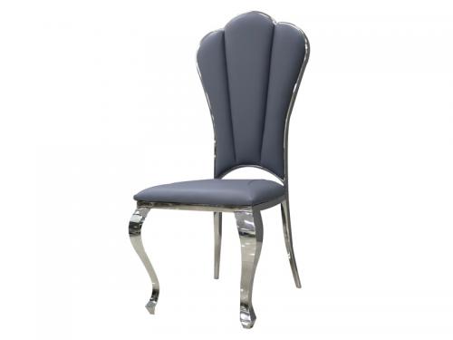 Modern Dining Chair in Grey PU with Silver Leg DC022