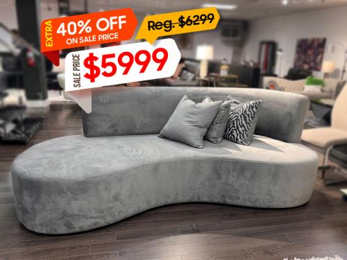 Modern Fabric Sofa in Grey