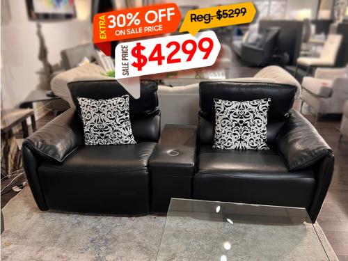 Modern Black Leather Sofa  MSC-34