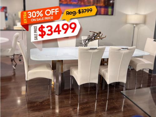 Contemporary Modern White Dining 7 Set DC14