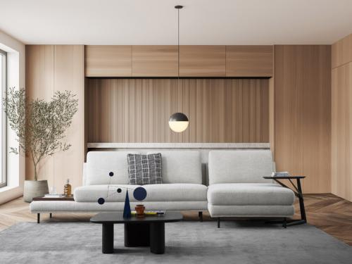 Sanders Fabric Spacious Sectional with Wine Tray - FA-A0599