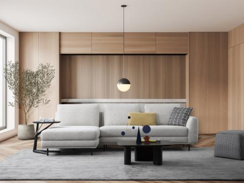 Sanders Fabric Spacious Sectional with Wine Tray - FA-A0599