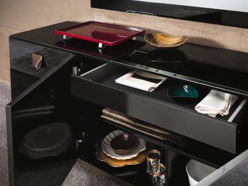 Modern Mont Noir Buffet with 3 Door and Pull Out Shelf BT004