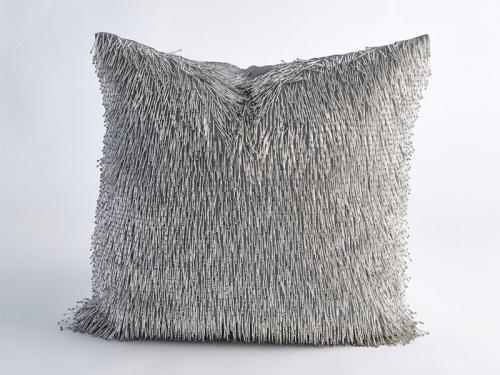 Modern Fringe Pillow (Silver) PL17