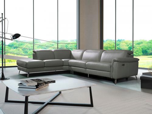 Modern RHF Sectional  Leather Sofa (Grey) SSOX012