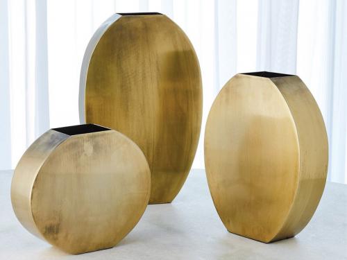 Modern Squared Oval Vases in Antique Brass VS005