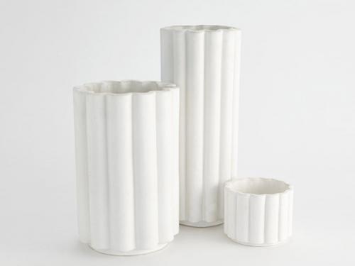 Modern Fluted Vase (Matte White) VS009