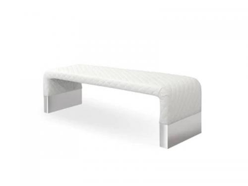 Modern Polished Stainless Steel Bench (Eco Leather White Or Royal Blue Velvet)  BH005